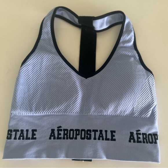 Aeropostale Sky Blue and Black Sports Bra - Picture 1 of 9